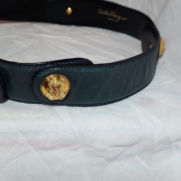 Vintage Salvatore Ferragamo Blue Leather Belt main image 6